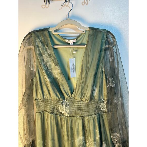 Baltic Born Layla Tulle Maxi Dress XL Green Floral Formal Wedding Bridesmaid NWT - Picture 3 of 9